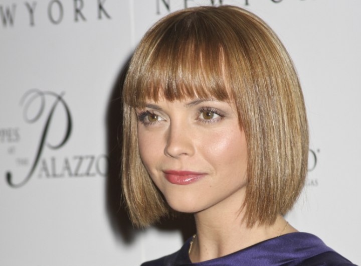 Christina Ricci with a longer than chin length bob