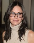 Courteney Cox wearing her hair in an easy long style