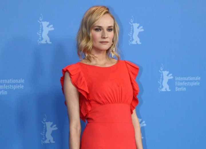 Diane Kruger - Orange dress and blonde hair