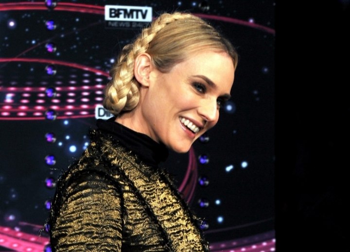 Diane Kruger's hair intertwined to thick plaits