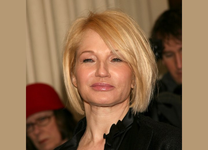 Ellen Barkin - Trendy bob haircut with side bangs