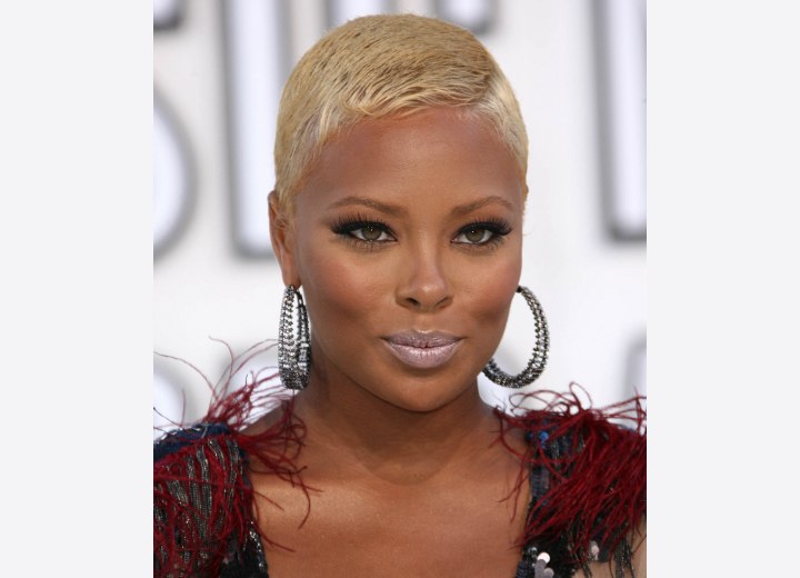 Eva Marcille with very short bleached hair