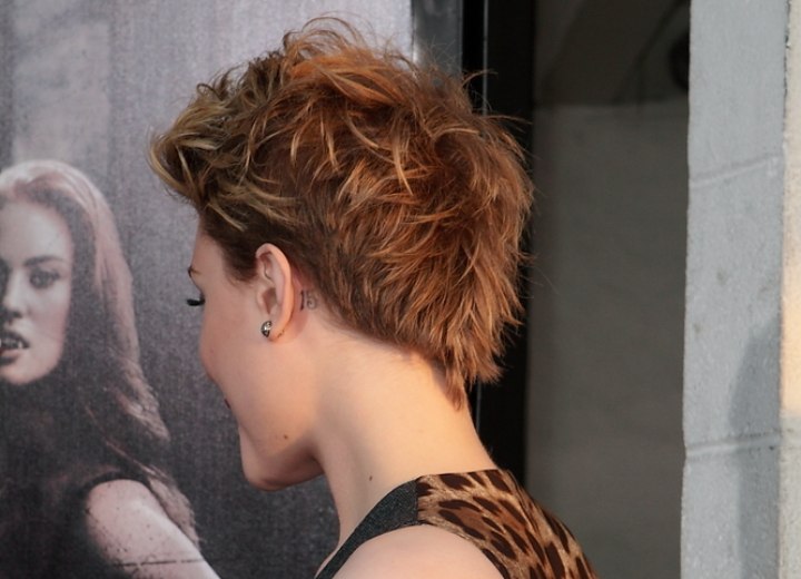 Back and side view of Evan Rachel Wood's short hairstyle