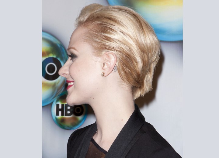 Side view of Evan Rachel Wood's short haircut