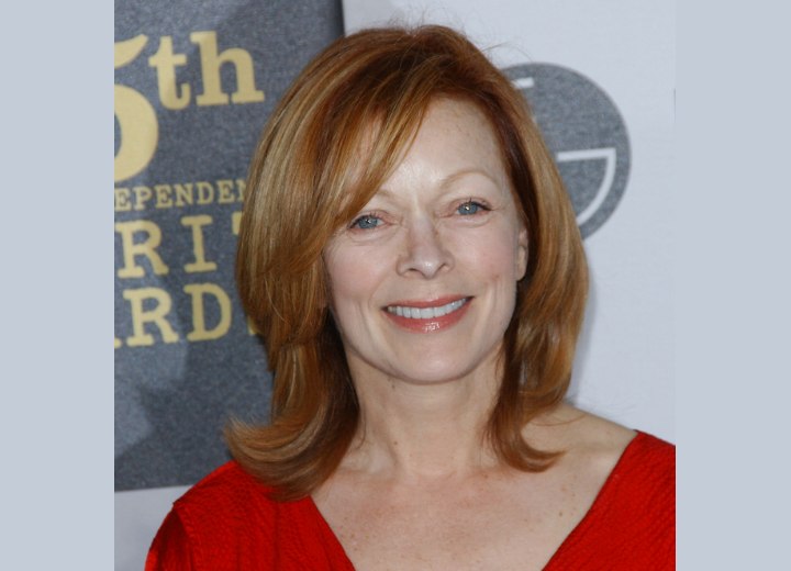 Frances Fisher  Shoulder length hairstyle with side bangs 