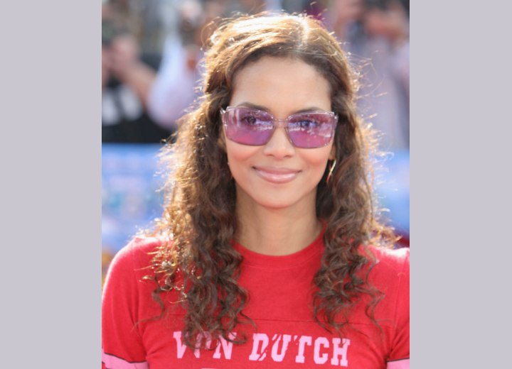 Halle Berry with long curly hair