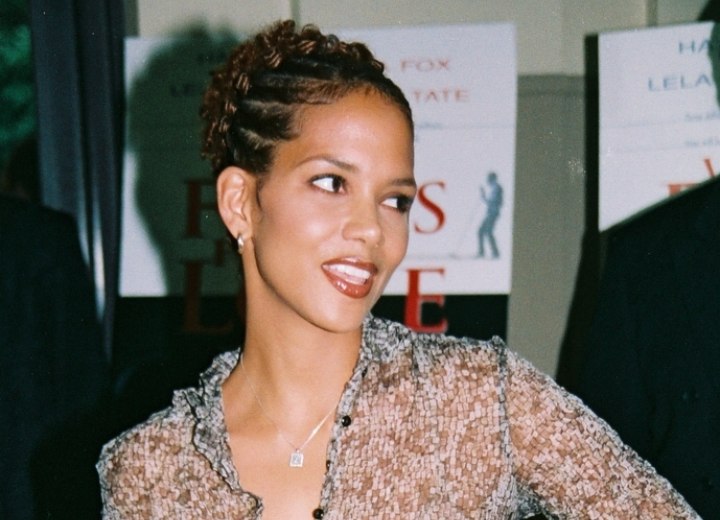 Halle Berry's festive upstyle for short hair