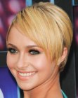 Hayden Panettiere wearing her hair short and styled smooth