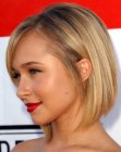 Hayden Panettiere sporting a midlength haircut with a steep cutting angle