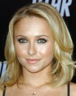 Hayden Panettiere wearing her hair at shoulder length and cut into long layers