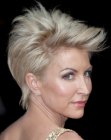 Heather Mills sporting a platinum blonde pixie hairstyle