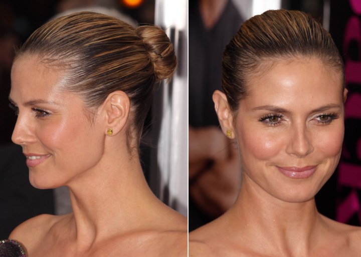 Heidi klum wearing her hair pulled back