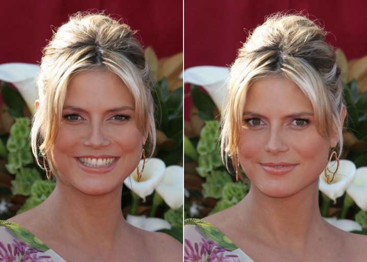 Heidi Klum - Updo with strands along the sides of the face