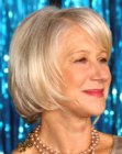 Helen Mirren sporting an elegant chin-length bob with bangs