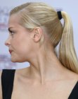 Jaime King sporting a sleek and stylish ponytail hairdo