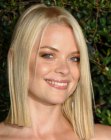 Jaime King's asymmetrical long haircut with bluntness