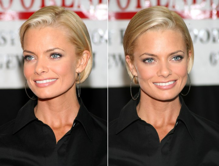 Jaime Pressly with her hair in a chic short bob