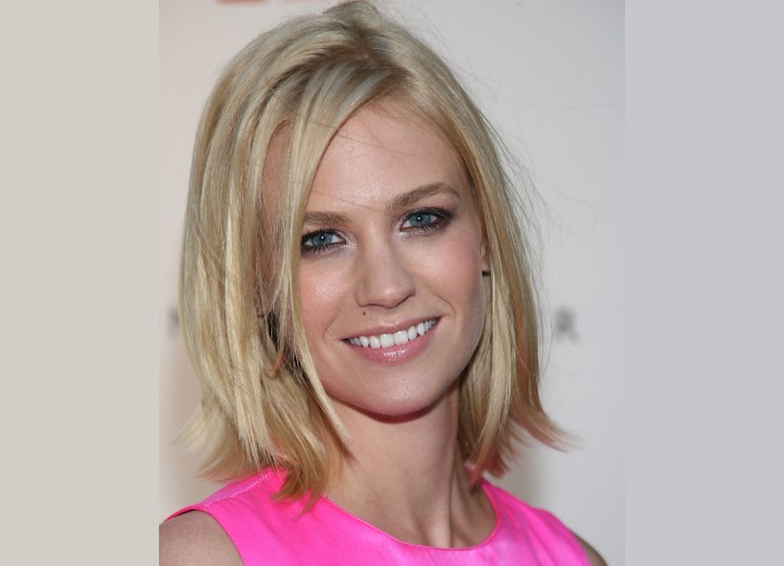 January Jones | Medium-long hair with a flip at the end