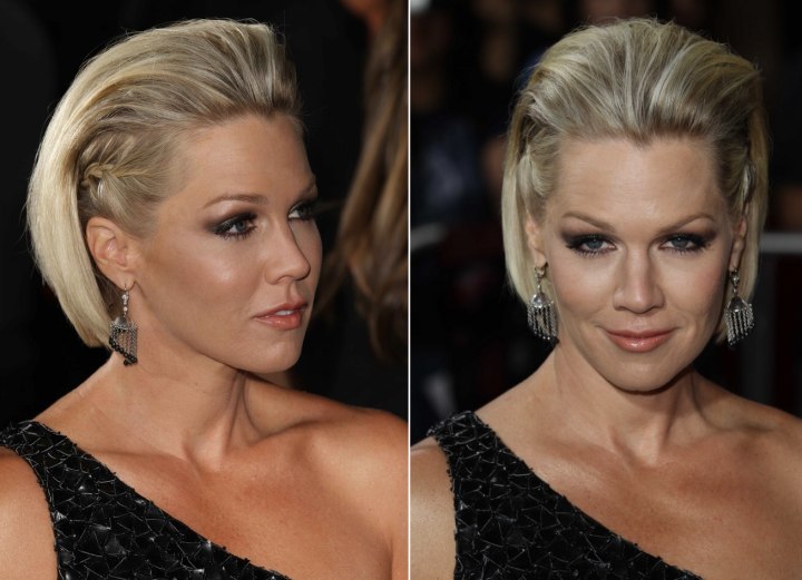 Jennie Garth's bob with her hair styled back