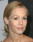 Jennie Garth wearing her hair up in a ballerina style