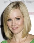 Jennie Garth's stylish angled bob with a side part