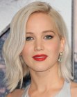 Jennifer Lawrence wearing her pale blonde hair in a long bob