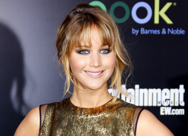 Jennifer Lawrence - Updo with tendrils on both sides