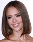 Jessica Alba's versatile medium length bob with a center part