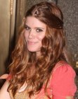 Kate Mara's long pulled back hair with curls
