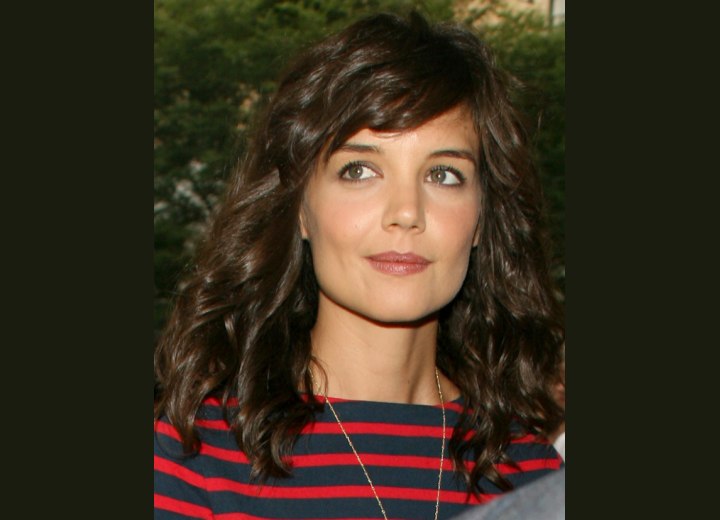 Katie Holmes with long coiled hair