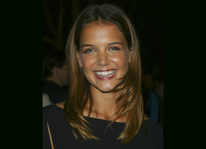 Katie Holmes with long tapered hair