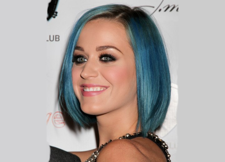 Katy Perry's blue hair cut into a bob