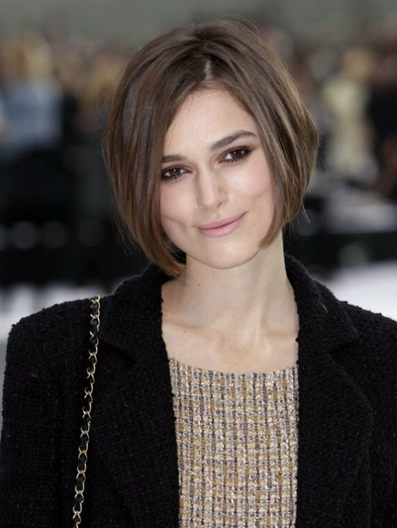 Keira Knightley with her short bob with angled sides