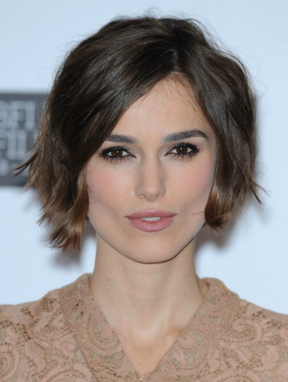 Keira Knightley with curled short hair