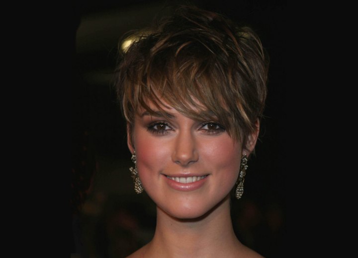 Keira Knightley with her hair cropped short