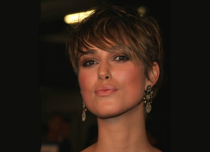 Keira Knightley - short hairstyle with long bangs