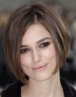 Keira Knightley's trendy chin-length bob with sleek styling