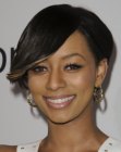Keri Hilson's short hairstyle with deep side bangs
