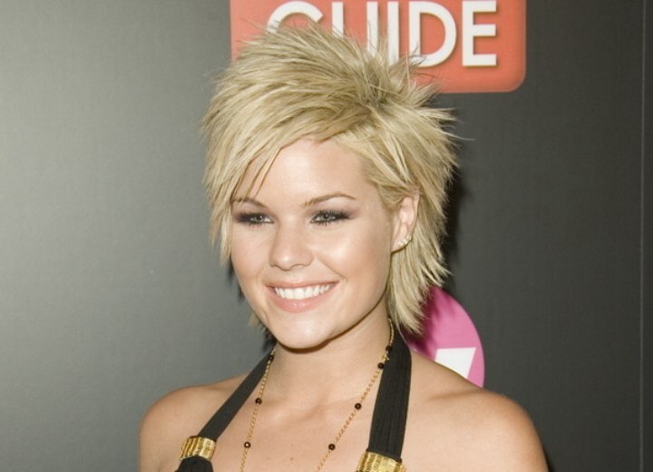 Kimberly Caldwell wearing her hair short in spikes