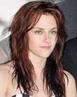Kristen Stewart with her long hair styled for a wet look