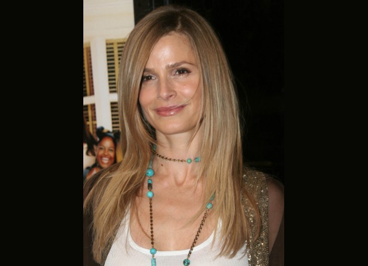 Kyra Sedgwick with long super straight and exquisite hair for a hippie  glamour look