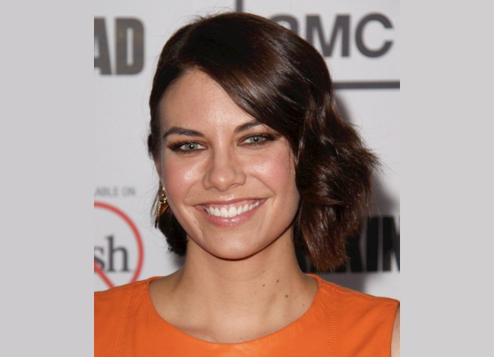 Lauren Cohan sporting a neck length hairstyle