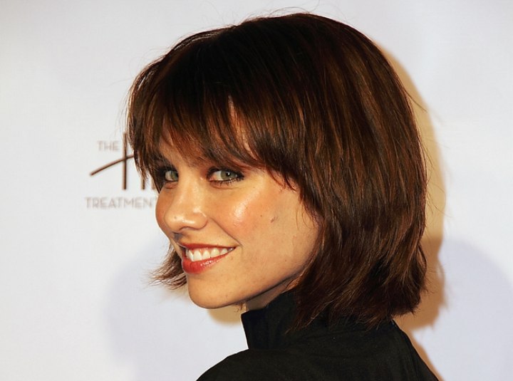 Side view of Lauren Cohan's short hairstyle