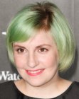 Lena Dunham wearing her hair short and colored green