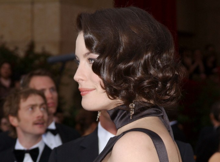 Liv Tyler wearing her hair in a shoulder long bob and 