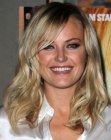 Malin Akerman wearing a white satin blouse