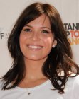 Mandy Moore's informal look with long chestnut hair