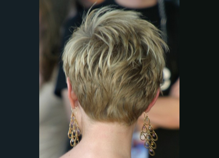 rear view of Marley Shelton's short haircut