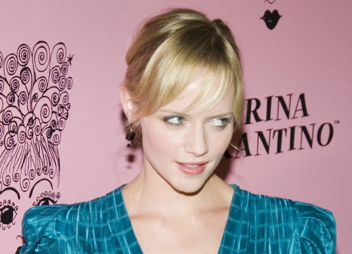 Marley Shelton's updo with long bangs