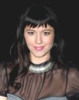Mary Elizabeth Winstead's long neo-retro hairstyle with short bangs